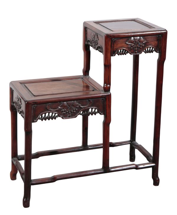 A CHINESE HONGMU TWO TIER STAND