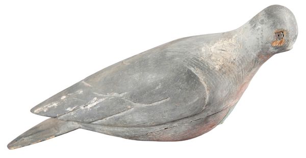 AN ENGLISH PAINTED WOOD PIGEON DECOY