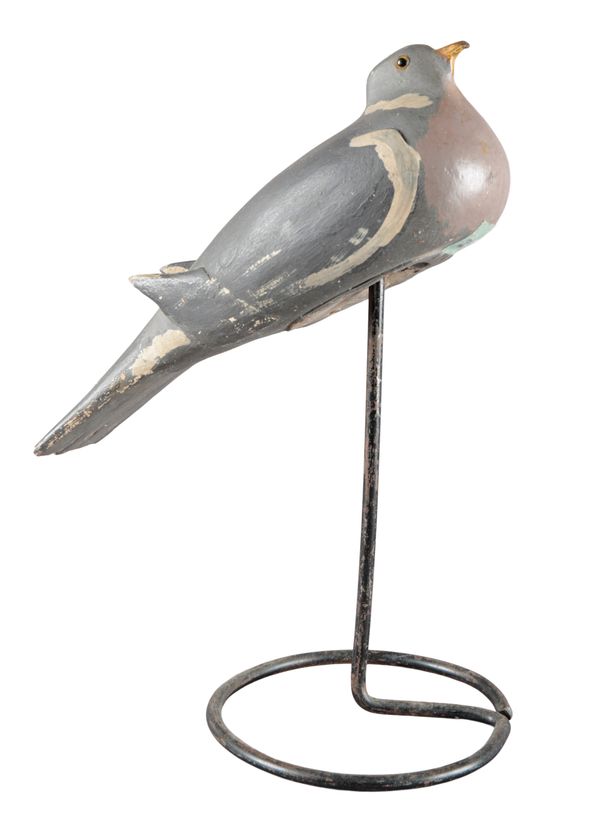 AN ENGLISH PAINTED WOOD PIGEON DECOY