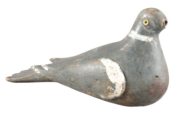 AN ENGLISH PAINTED WOOD PIGEON DECOY