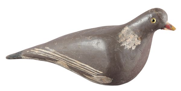 AN ENGLISH PAINTED WOOD PIGEON DECOY