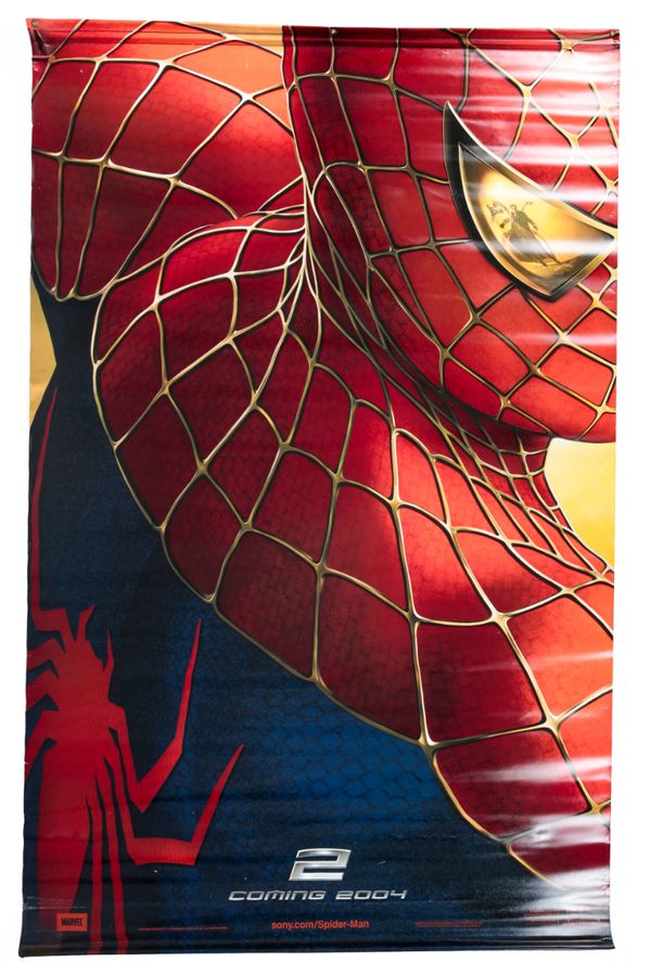 TWO VINYL BANNERS FOR SPIDERMAN 1 AND 2, MARVEL