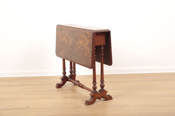 A DIMINUITIVE BURR WALNUT SUTHERLAND TABLE