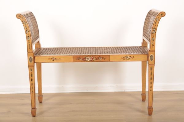 A SATINWOOD POLYCHROME PAINTED WINDOW SEAT