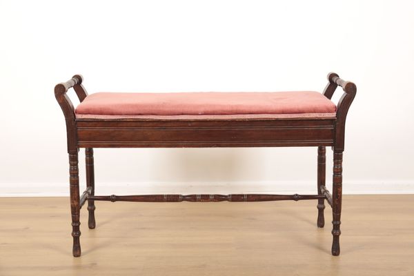 A LATE VICTORIAN BEECHWOOD DUET STOOL