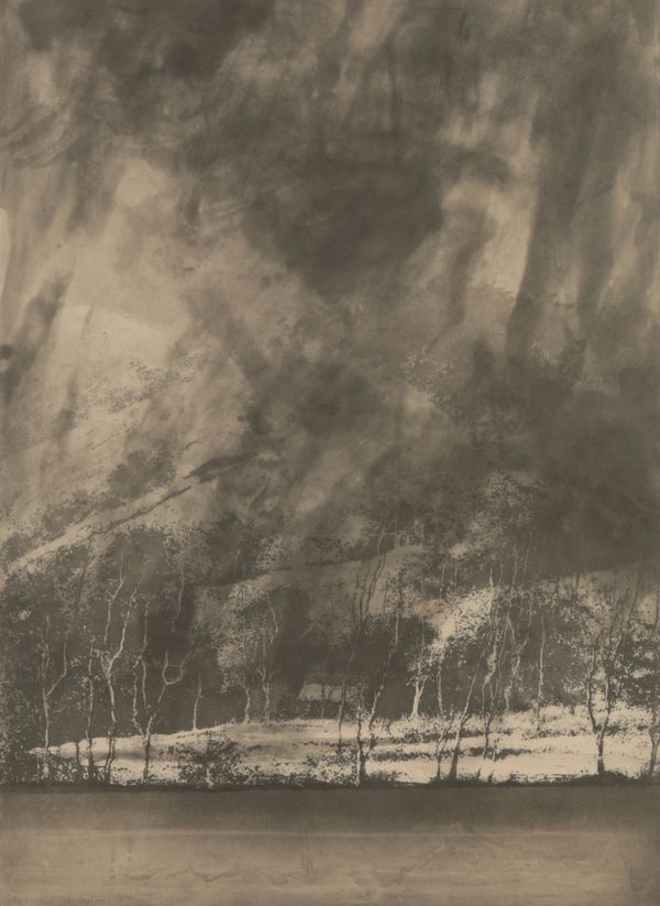 *NORMAN ACKROYD (b. 1938) 'Snowstorm at Cartmel Fell'