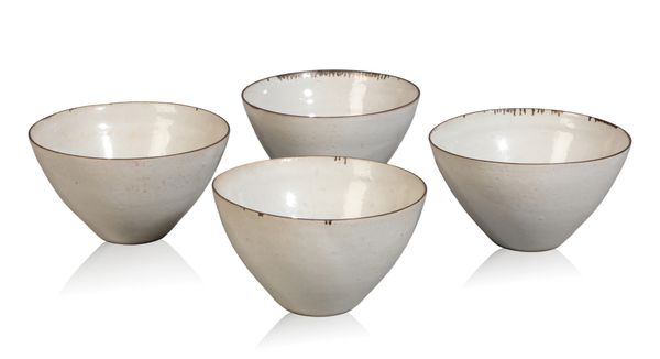 *DAME LUCIE RIE (1902-1995): A SET OF FOUR STONEWARE BOWLS