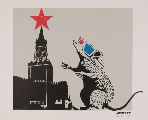 *AFTER BANKSY (b. 1974) '3D Glasses, Red Square Rat'