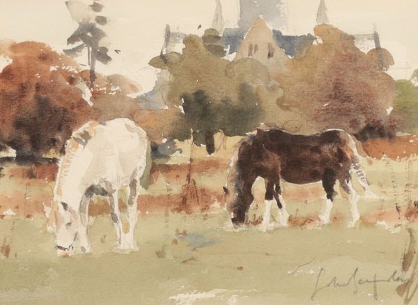 *JOHN YARDLEY (b. 1933) Ponies grazing