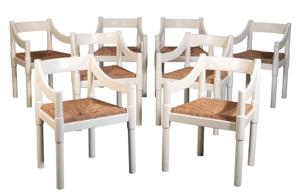 VICO MAGISTRETTI (1920-2006) FOR HABITAT: A SET OF EIGHT 'CARIMATE' CHAIRS