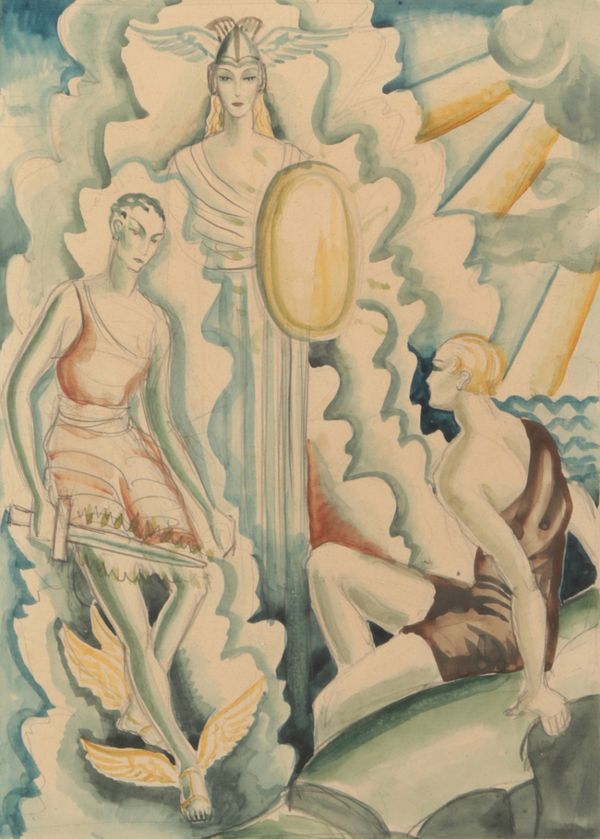 *KATHLEEN MURIEL SCALE (MURIEL HARDING-NEWMAN) (1913-2006) 'Mercury (Hermes) and Minerva (Athena) with Paris'