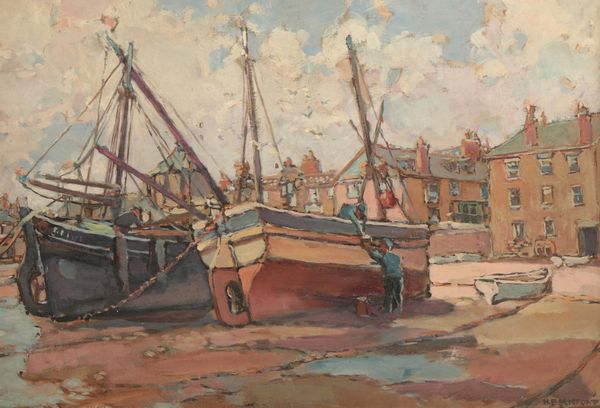 HURST BALMFORD (1871-1950) 'St Ives - Fishing Boats on the Wharf '