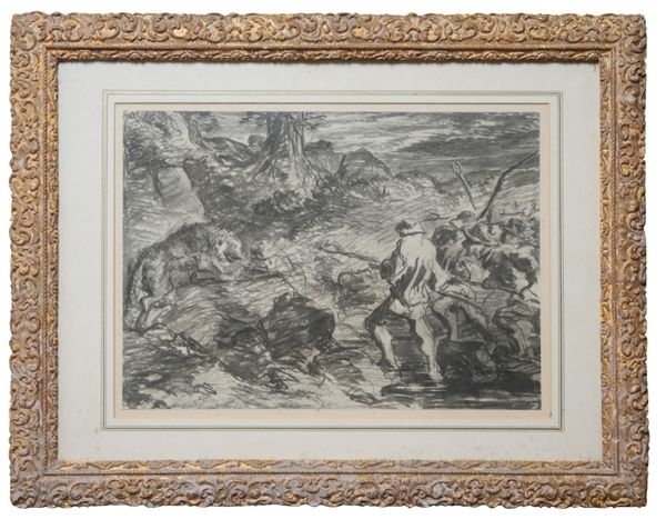 ENGLISH SCHOOL, 20TH CENTURY Monochromatic hunting scene