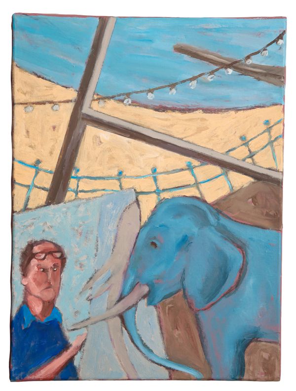 *GRAHAM SNOW (1948-2025) Self-portrait with elephant