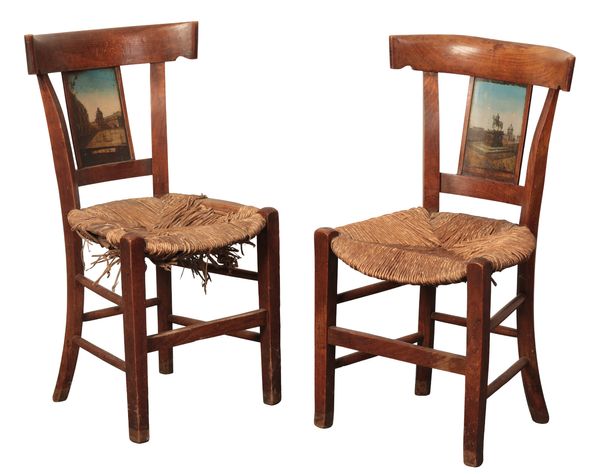 A PAIR OF FRENCH DIRECTOIRE FRUITWOOD CHAIRS