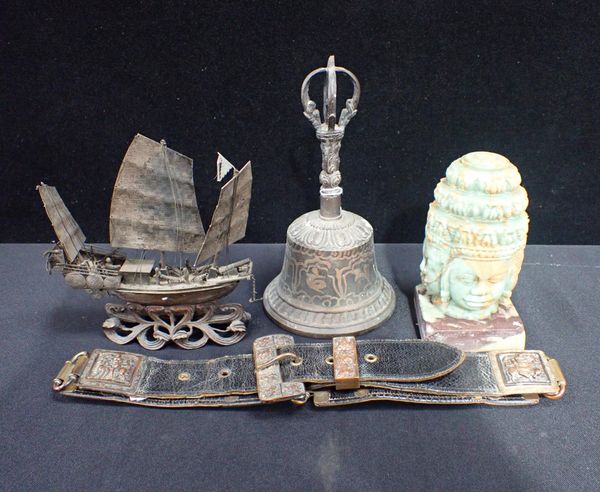 A CHINESE WHITE METAL SHIP