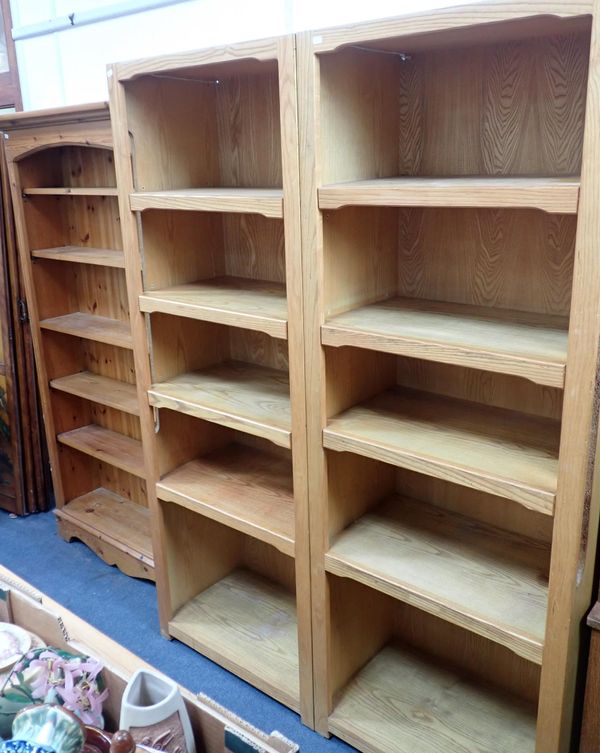 A PINE OPEN TALL BOOKCASE