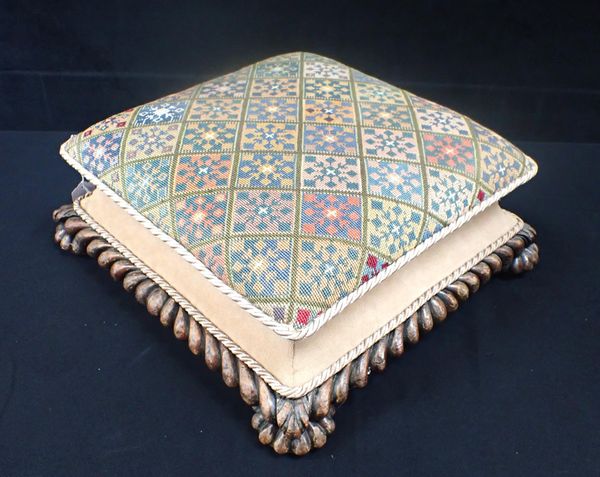 A WILLIAM IV FOOTSTOOL, WITH CONCAVE SIDES