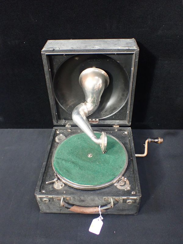 A DECCA  'TRENCH' TYPE 1 PORTABLE GRAMOPHONE