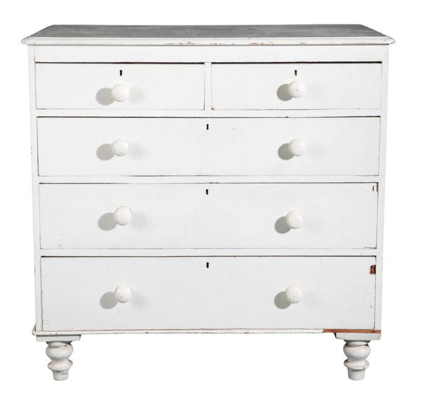 A VICTORIAN WHITE-PAINTED PINE CHEST OF DRAWERS