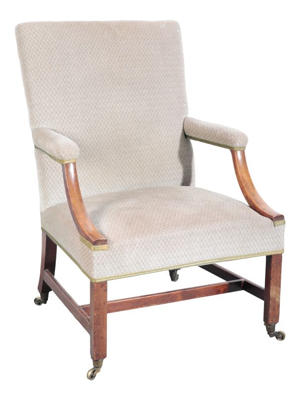A GEORGE III GAINSBOROUGH ARMCHAIR