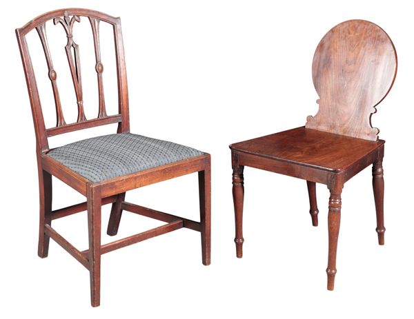 A REGENCY MAHOGANY HALL CHAIR