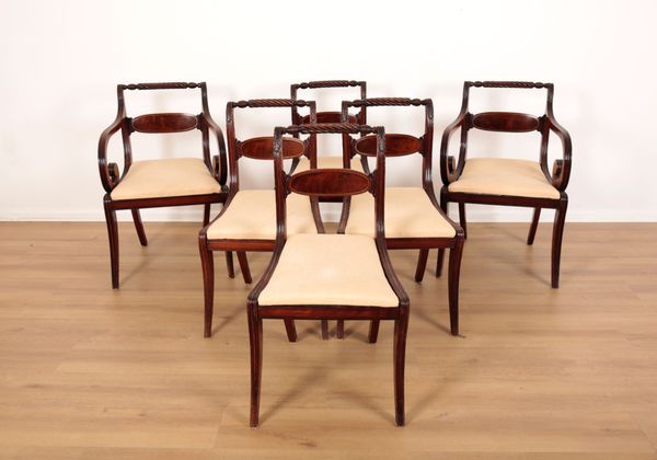 A SET OF SIX REGENCY MAHOGANY DINING CHAIRS