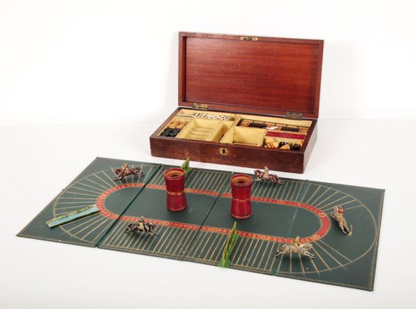 A VICTORIAN OAK GAMES BOX COMPENDIUM