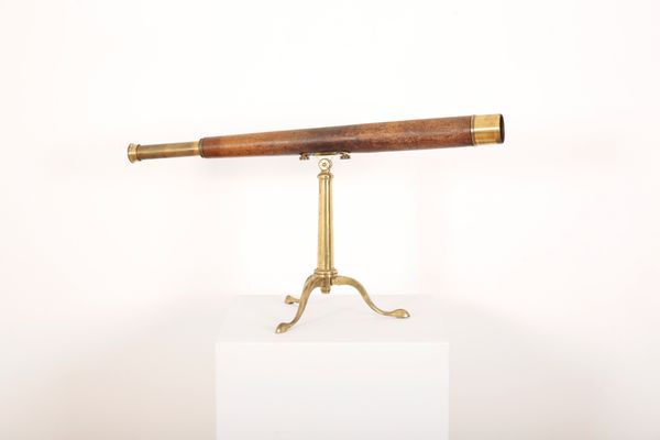 A SINGLE DRAW LEATHER-CLAD TELESCOPE