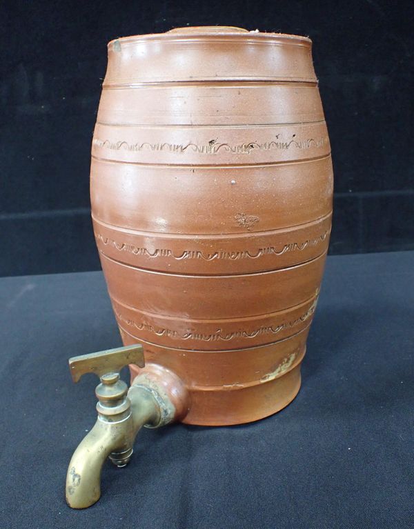 A 19TH CENTURY STONEWARE BEER OR SPIRIT BARREL