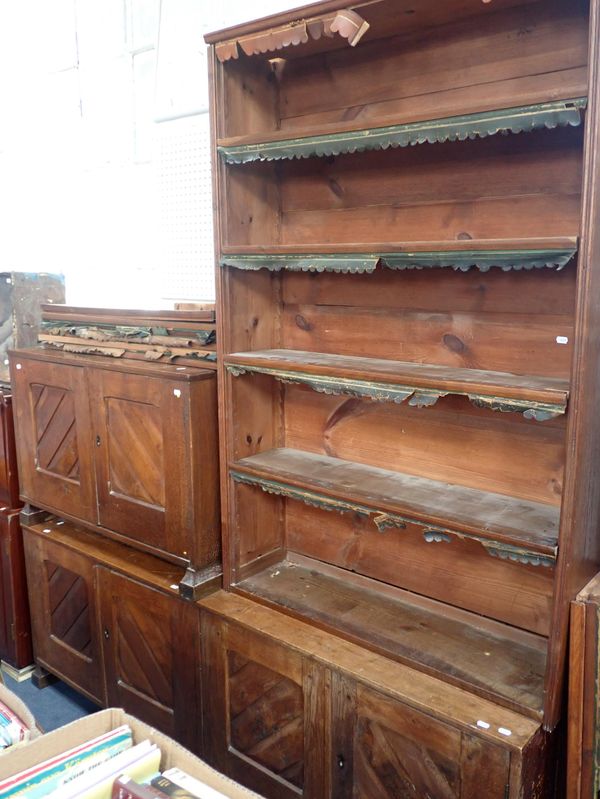 PARTS OF A VICTORIAN OAK LIBRARY BOOKCASE