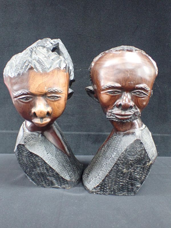 A PAIR OF AFRICAN HARDWOOD SCULPTURES