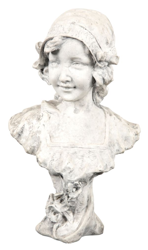 CONTINENTAL SCHOOL, 20TH CENTURY A plaster bust of a young girl