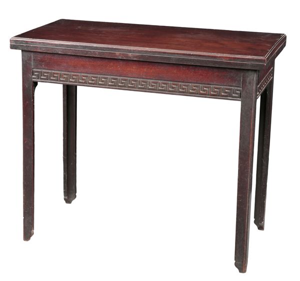 A LATE GEORGE III MAHOGANY CARD TABLE