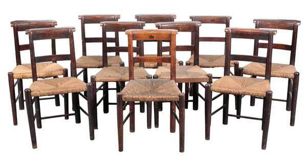 A SET OF TEN BEECH SIDE CHAIRS