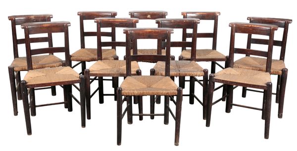 A SET OF TEN BEECH SIDE CHAIRS