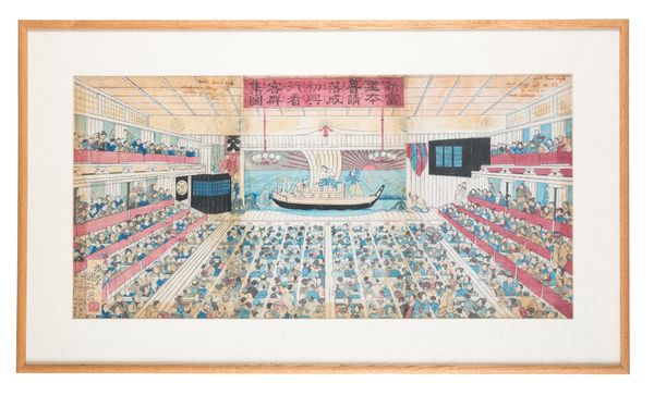 JAPANESE SCHOOL, 19TH CENTURY The interior of a Kabuki theatre