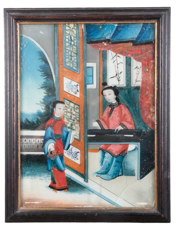 A CHINESE REVERSE GLASS PAINTING