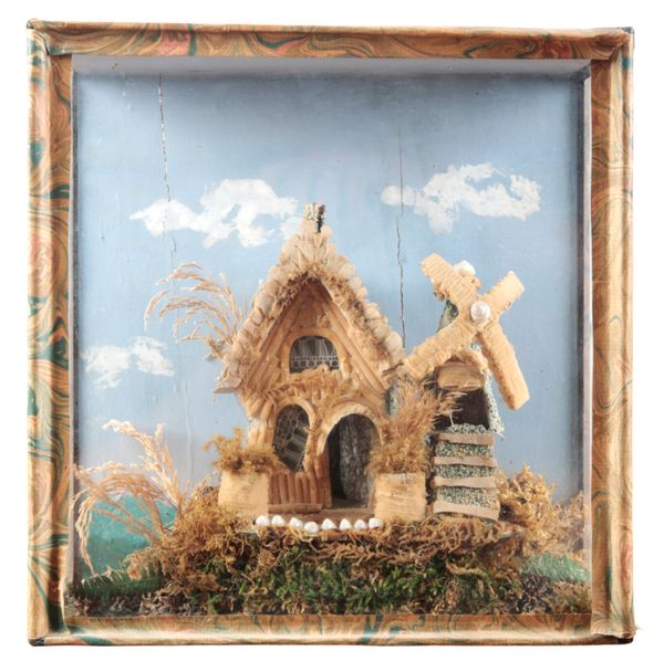A VICTORIAN SHELL-WORK MODEL WINDMILL