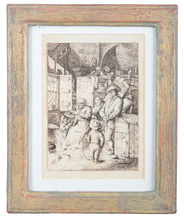 AFTER ADRIAEN VAN OSTADE (1610-1685) Villagers dancing in an inn
