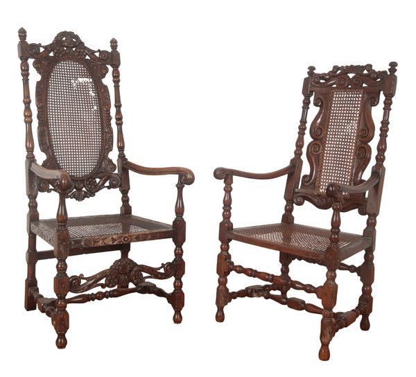 A CHARLES II WALNUT ARMCHAIR