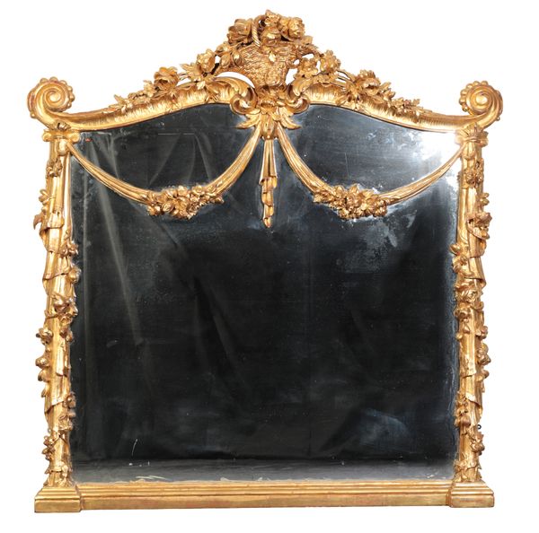 A CONTINENTAL GILTWOOD OVERMANTEL MIRROR