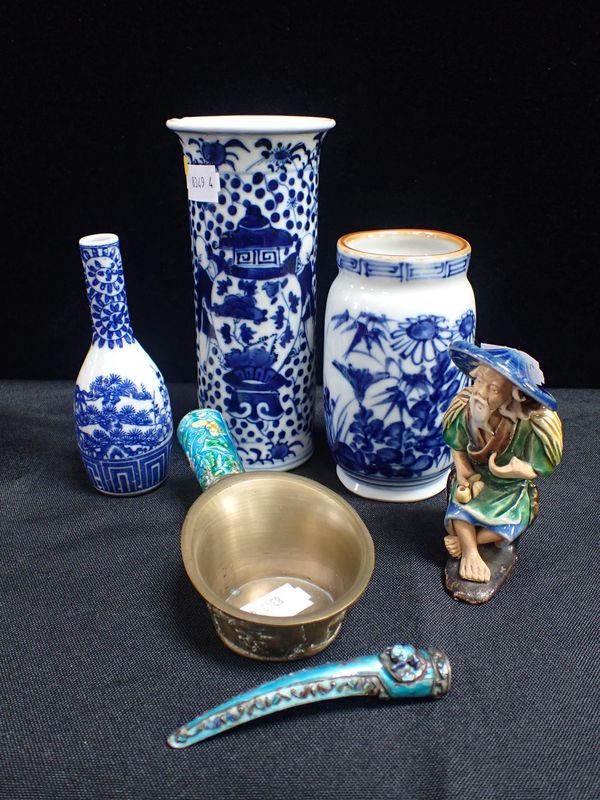 A CHINESE CLOISONNE FINGERNAIL COVER AND OPIUM BOWL