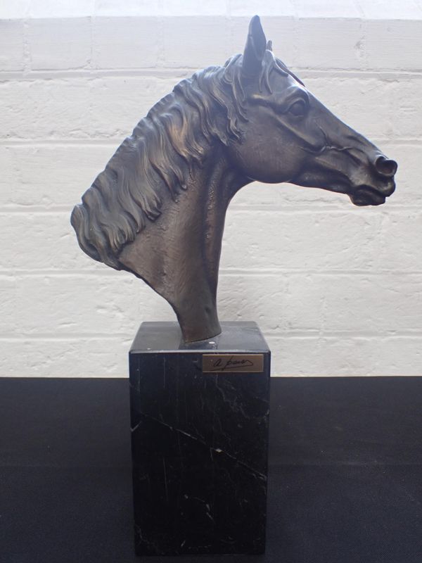 A BRONZE HORSE'S HEAD SCULPTURE BY PAOR S.A.