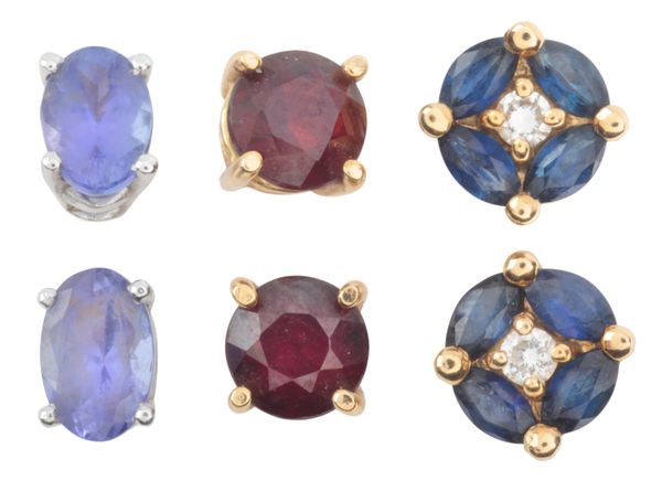 A COLLECTION OF GEM-SET STUD EARRINGS