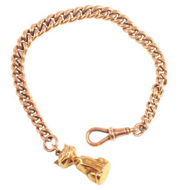A 9CT GOLD FOB CHAIN