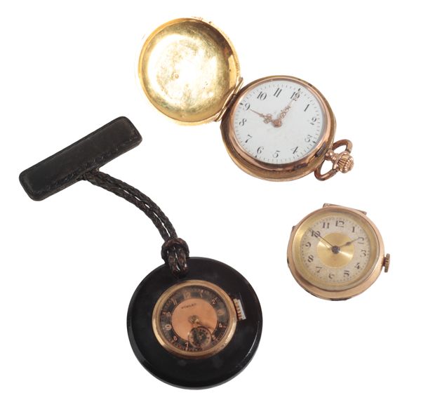A 14CT GOLD AND DIAMOND FULL HUNTER FOB WATCH