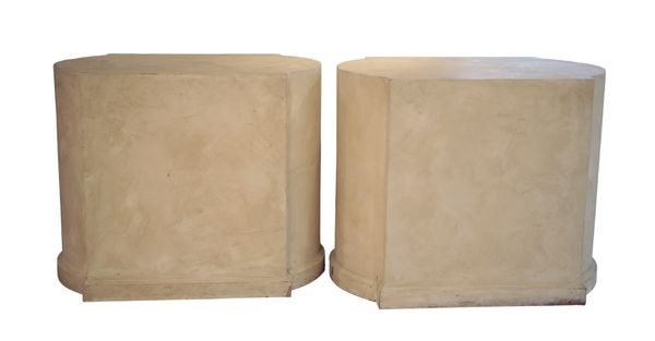 A PAIR OF FAUX MARBLE OR STONE PLINTHS