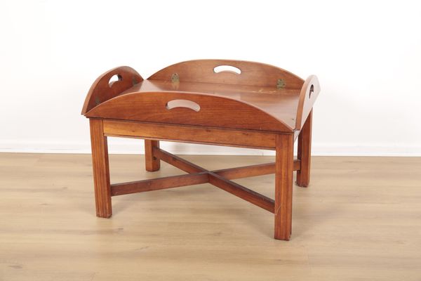 A HARDWOOD ‘BUTLER’S TRAY’ STYLE COFFEE TABLE