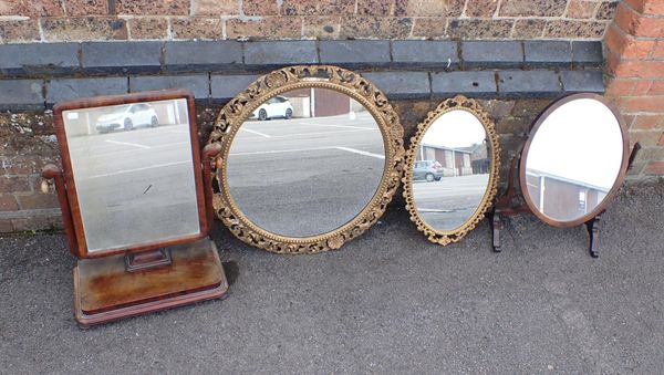 A VICTORIAN MAHOGANY FRAMED DRESSING TABLE MIRROR